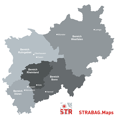 Karte der Einsatzgebiete NRW - STRABAG