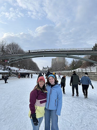Elizabeth with a friend in Canada