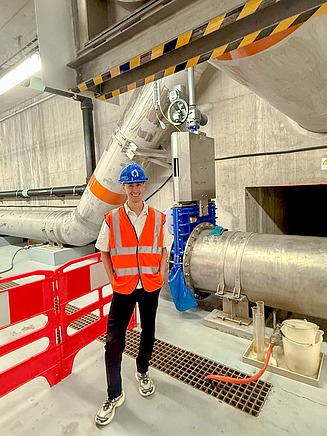 Fabian visiting a sewage treatment plant