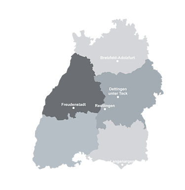 Karte der Direktion Baden-Württemberg