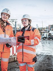 Two woman on a construction site